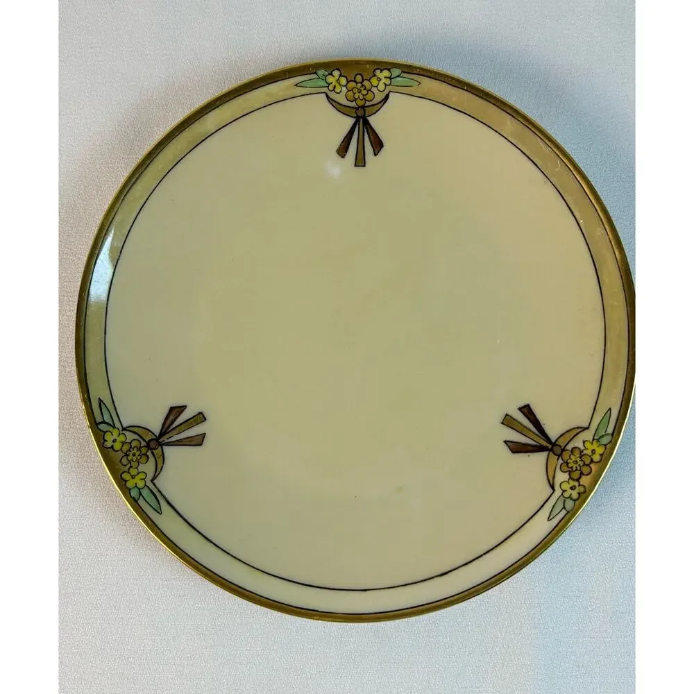 Thomas Bavaria Art Nouveau 4 Piece Luncheon Set Yellow w Flowers & Gold Trim VG